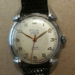 Elvia, mécanique manuelle années 50, mouvement suisse, diamètre hors couronne 34 mm. Sans boite papier.  40 €