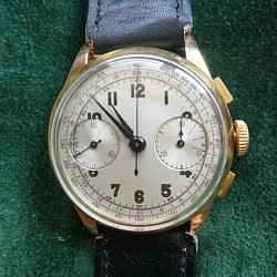 Chronographe or 18K. Mécanique années 50 60.  Vendu